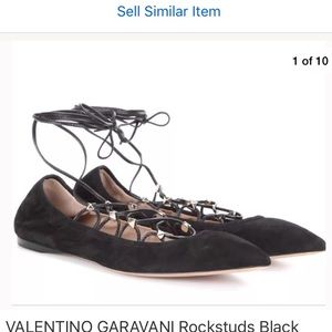 Valentino Garavani rockstud lace up black flats